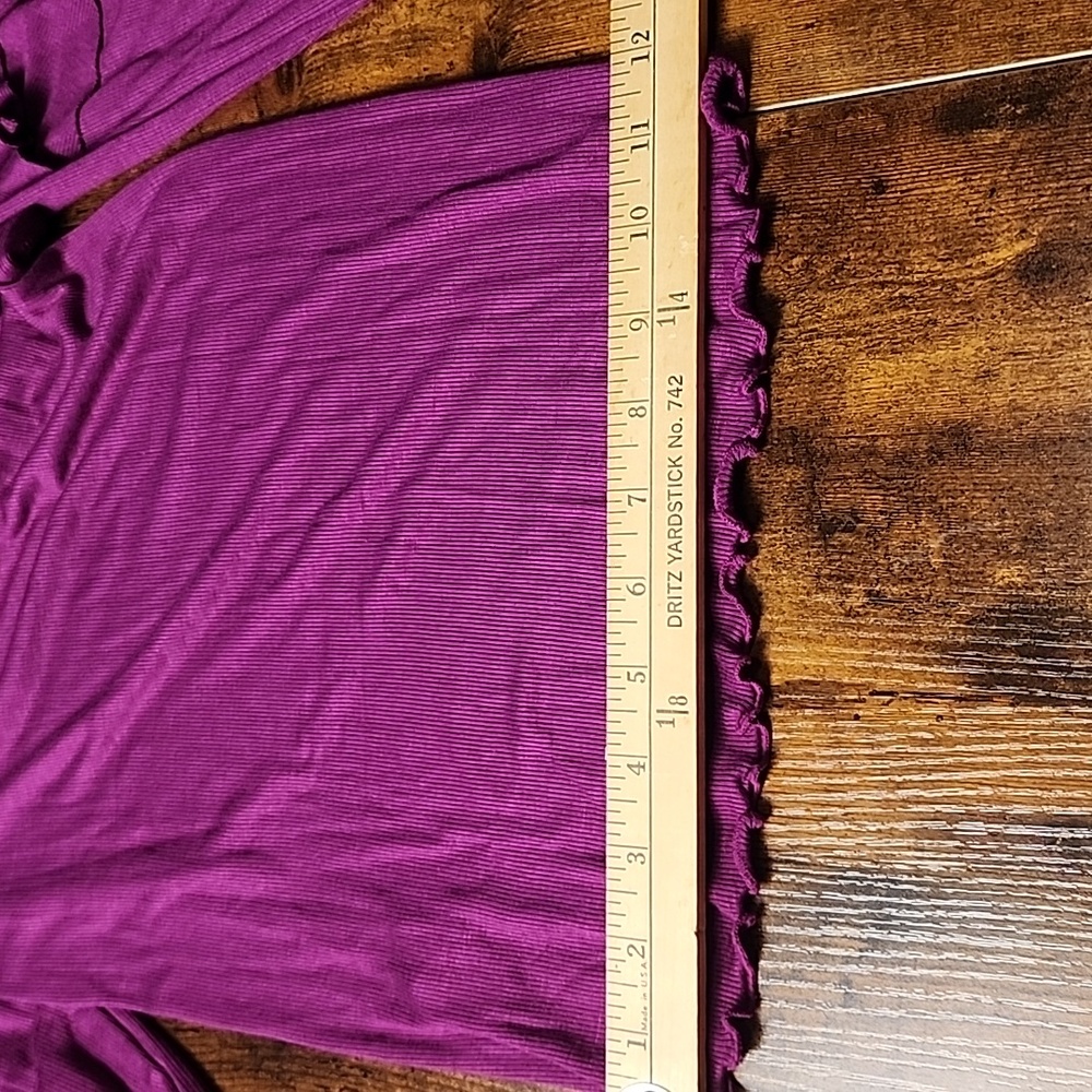 FREE PEOPLE | We‎ The Free Feminine Magenta Ribbed Ruffle Sleeve Blouse Top | XS - Picture 10 of 10